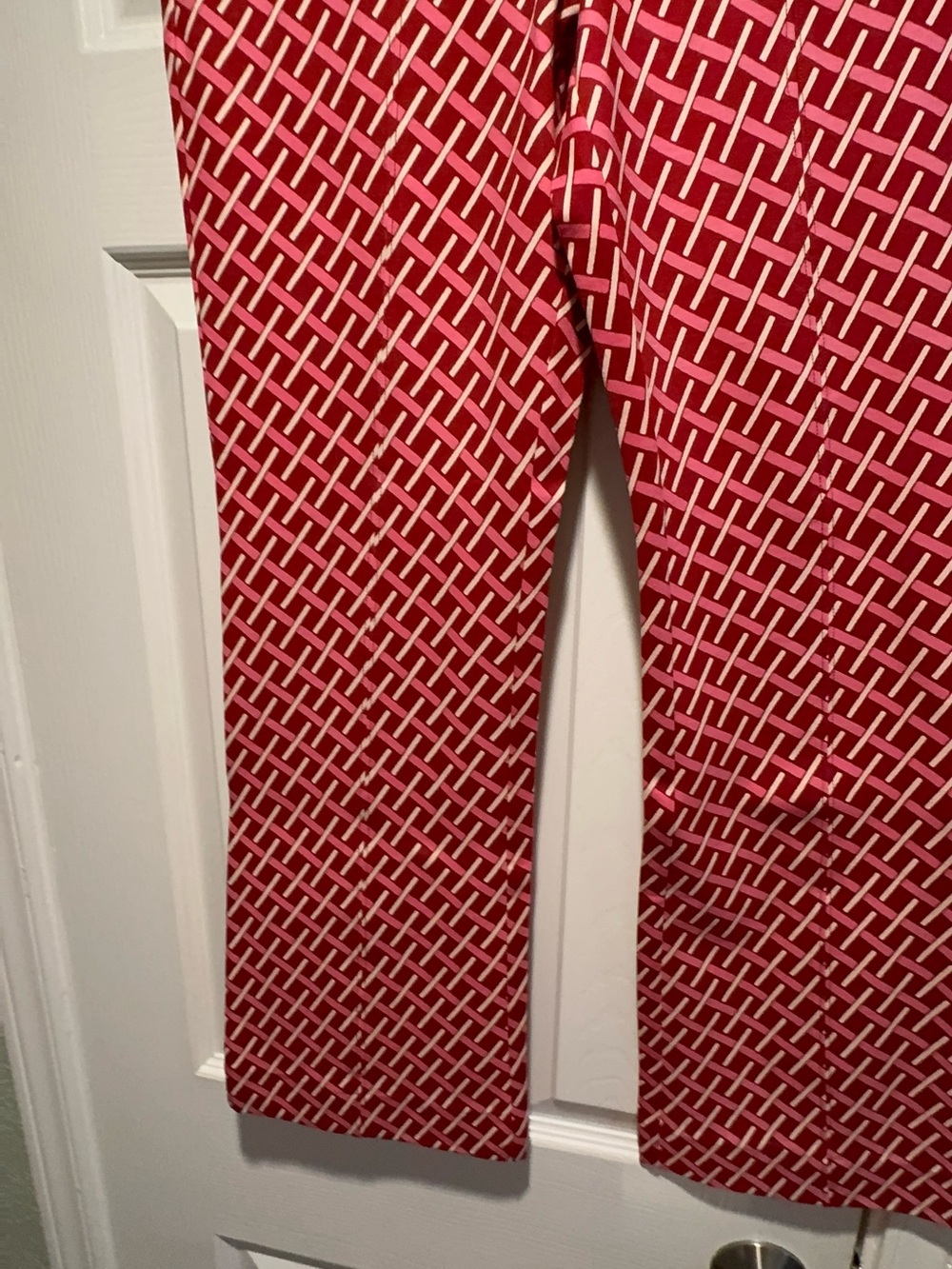 Anthropologie Red/Pink Patterned pull On Crop Pants NWT